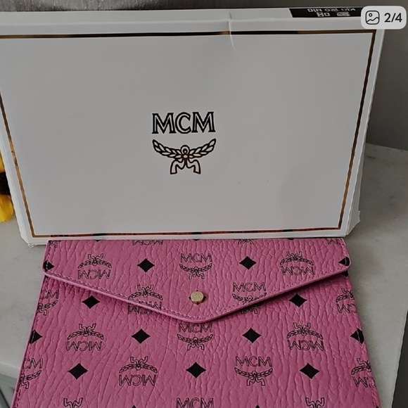 MCM Beauty Pink Logo Clutch